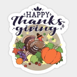 Thanksgiving Merch Gift Idea / Turkey With Pumpkin Sticker